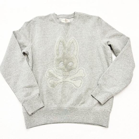 Psycho Bunny Crewneck Gray Sweatshirt Top B6S787B1FL Size XS MINT - Picture 1 of 7